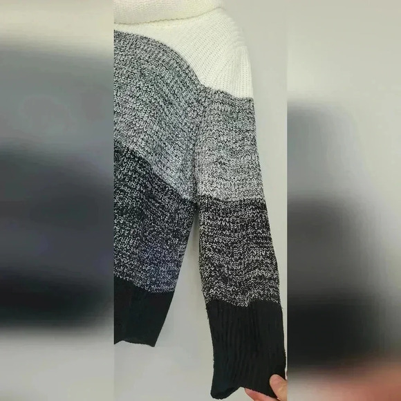 APT 9 cowl neck sweater, cream/gray/black turtleneck knit oversized sz XL - Picture 7 of 8